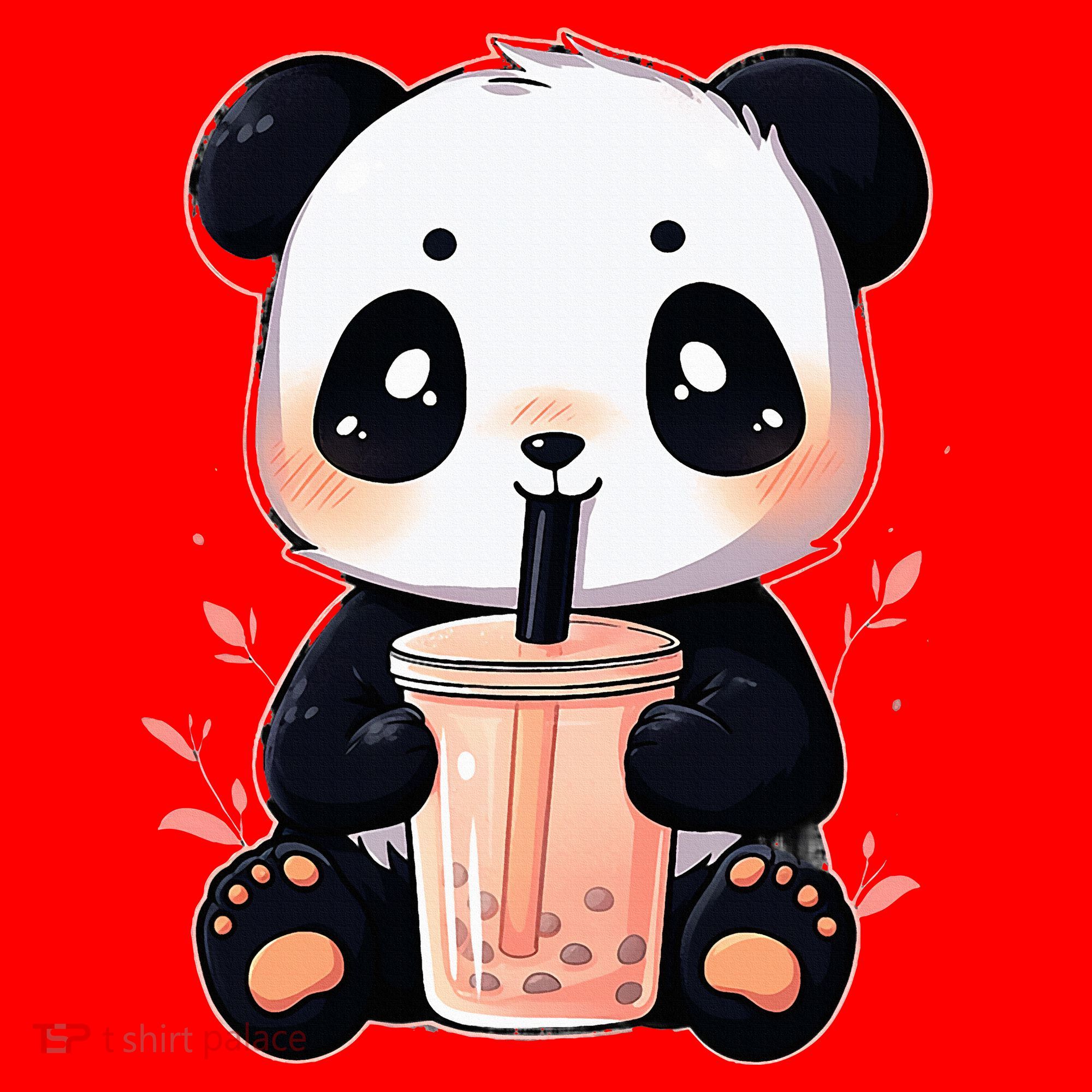 Panda Bear Boba Tea Bubble Tea Anime Kawaii  Santa Hat