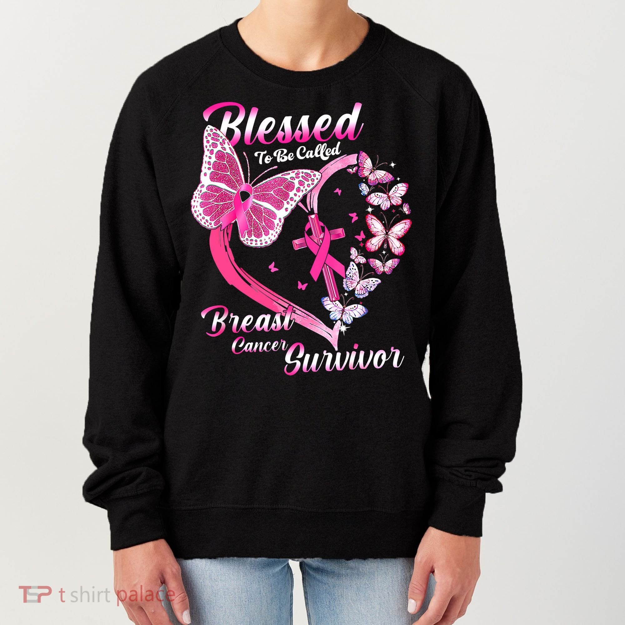 Pink Butterfly Blessed To Be Called Breast Cancer Survivor Women's Sweatshirt