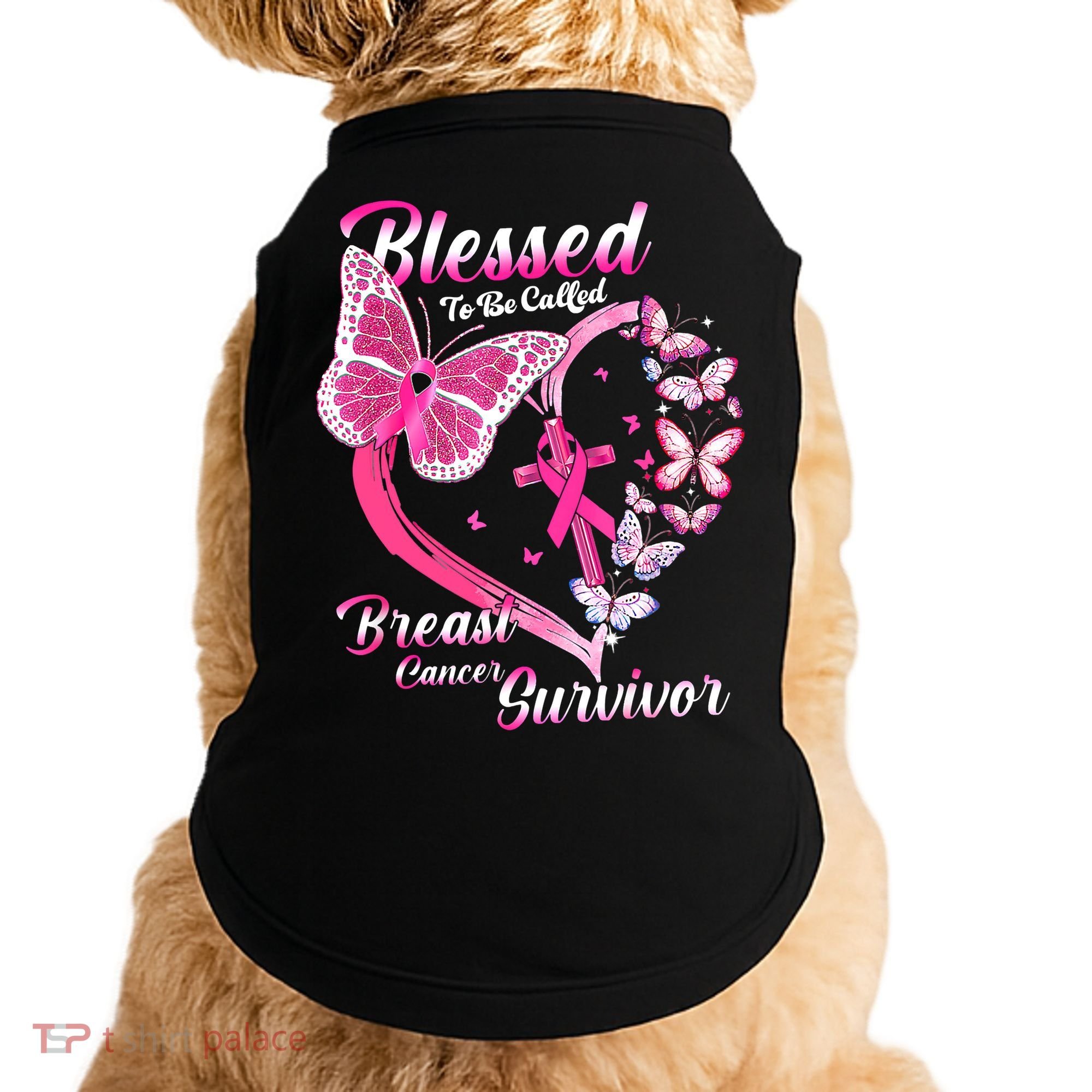 Pink Butterfly Blessed To Be Called Breast Cancer Survivor Doggie Tank