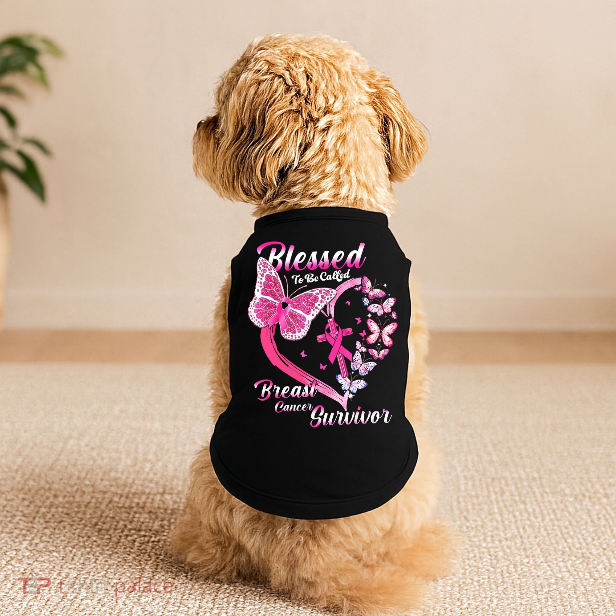 Pink Butterfly Blessed To Be Called Breast Cancer Survivor Doggie Tank