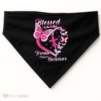 Pink Butterfly Blessed To Be Called Breast Cancer Survivor USA-Made Doggie Bandana thumb 0