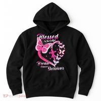 Pink Butterfly Blessed To Be Called Breast Cancer Survivor Hoodie thumb 0