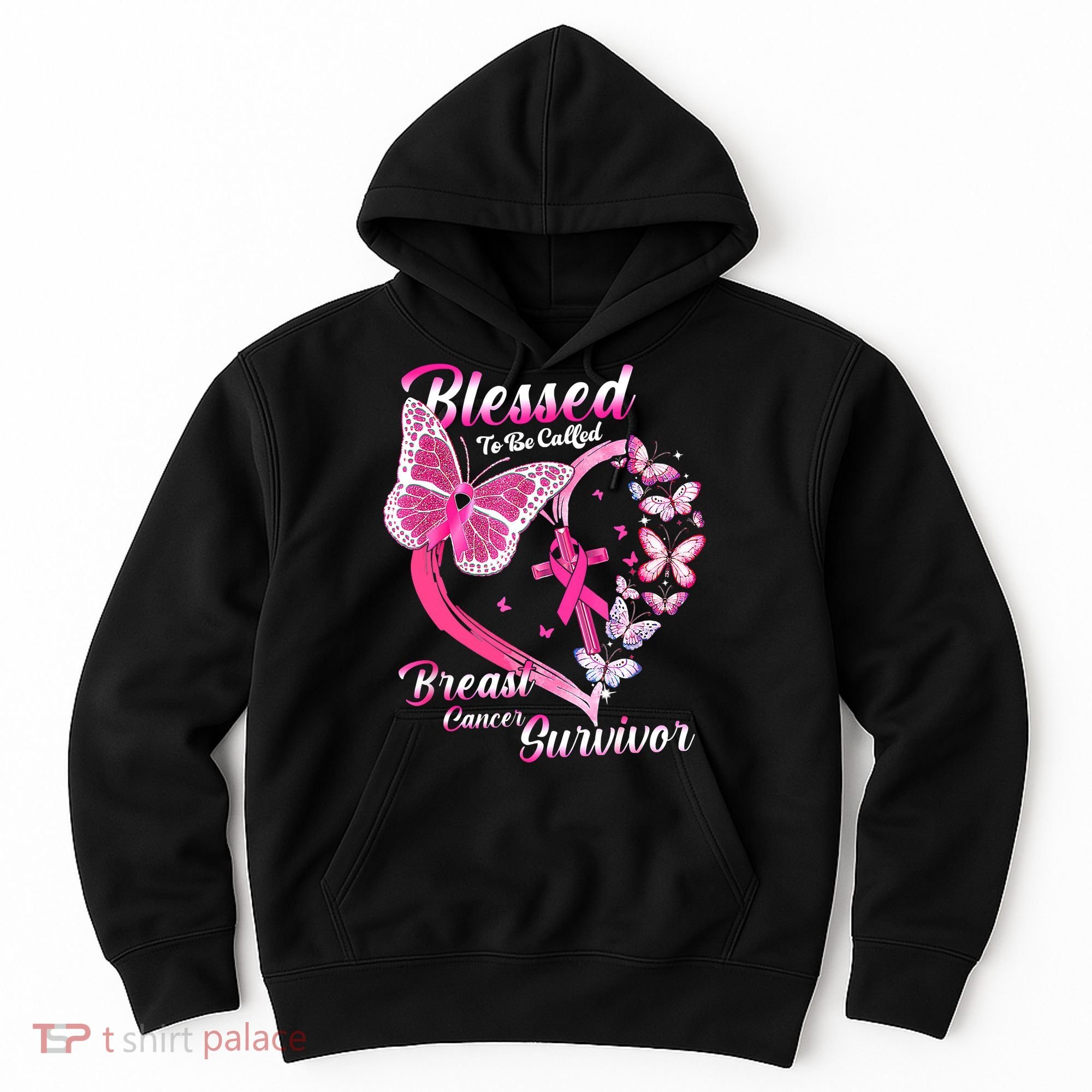 Pink Butterfly Blessed To Be Called Breast Cancer Survivor Hoodie