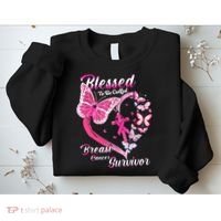Pink Butterfly Blessed To Be Called Breast Cancer Survivor Sweatshirt thumb 2