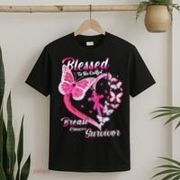 Pink Butterfly Blessed To Be Called Breast Cancer Survivor T-Shirt thumb 2