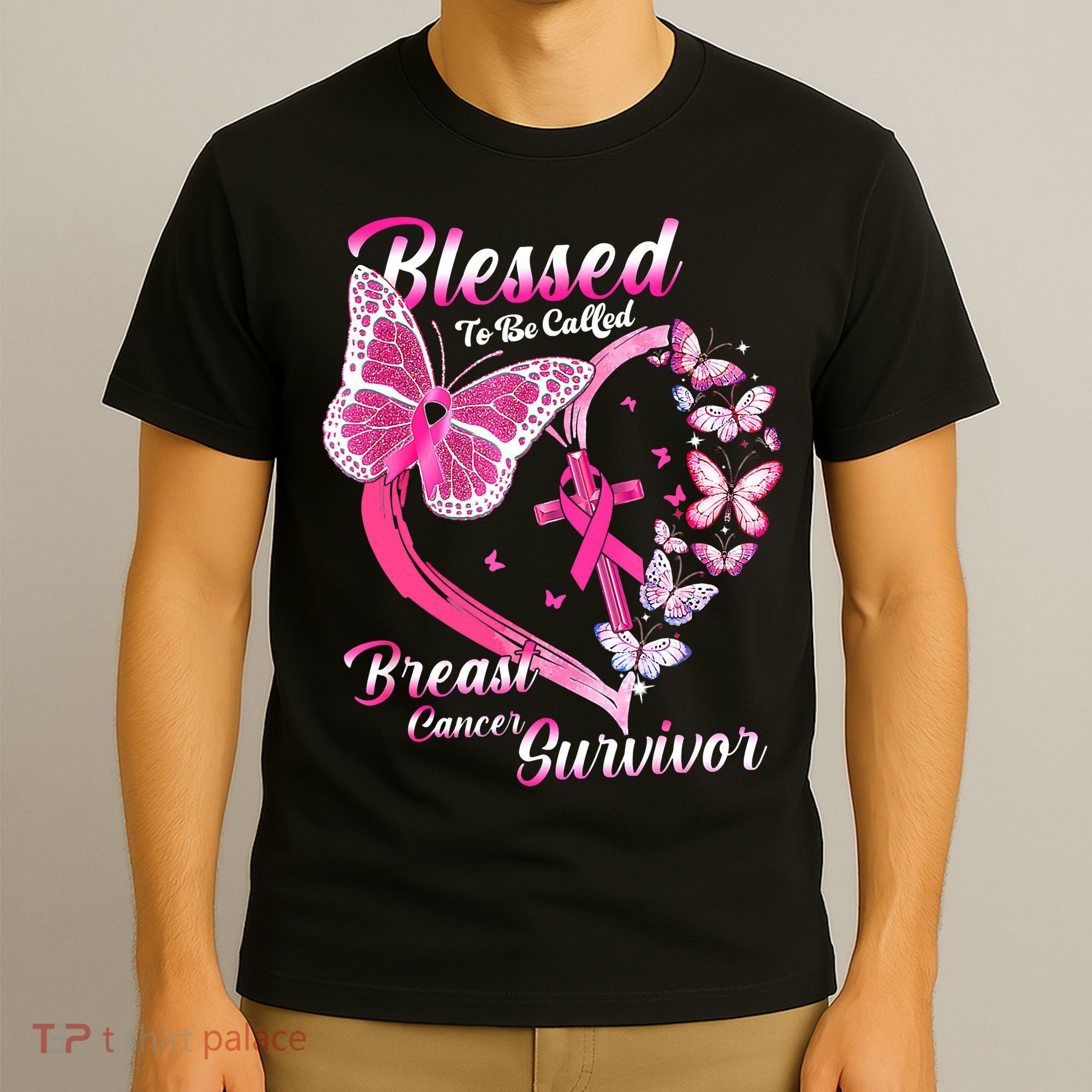 Pink Butterfly Blessed To Be Called Breast Cancer Survivor T-Shirt