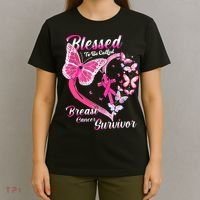 Pink Butterfly Blessed To Be Called Breast Cancer Survivor T-Shirt thumb 4