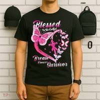 Pink Butterfly Blessed To Be Called Breast Cancer Survivor T-Shirt thumb 6