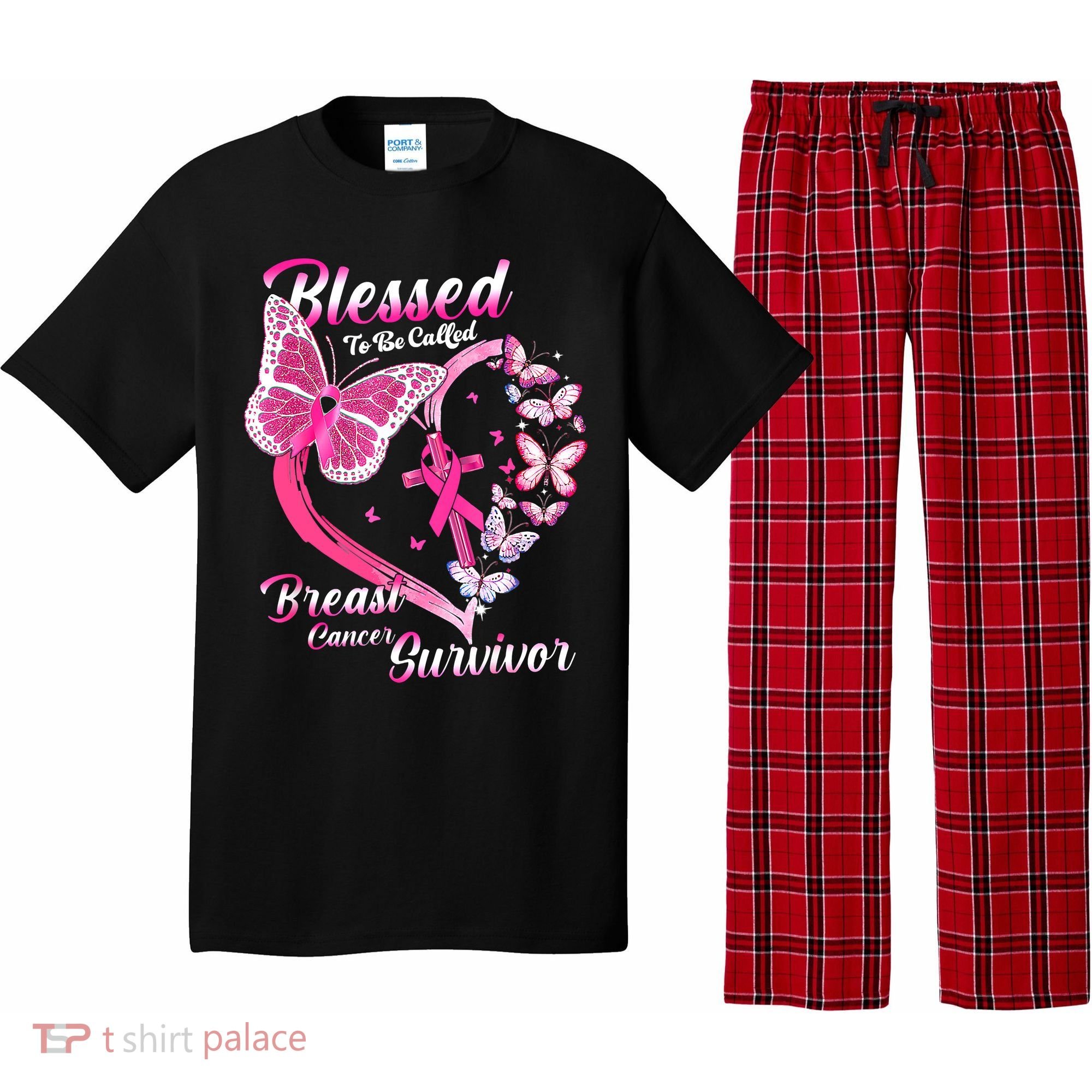 Pink Butterfly Blessed To Be Called Breast Cancer Survivor Pajama Set