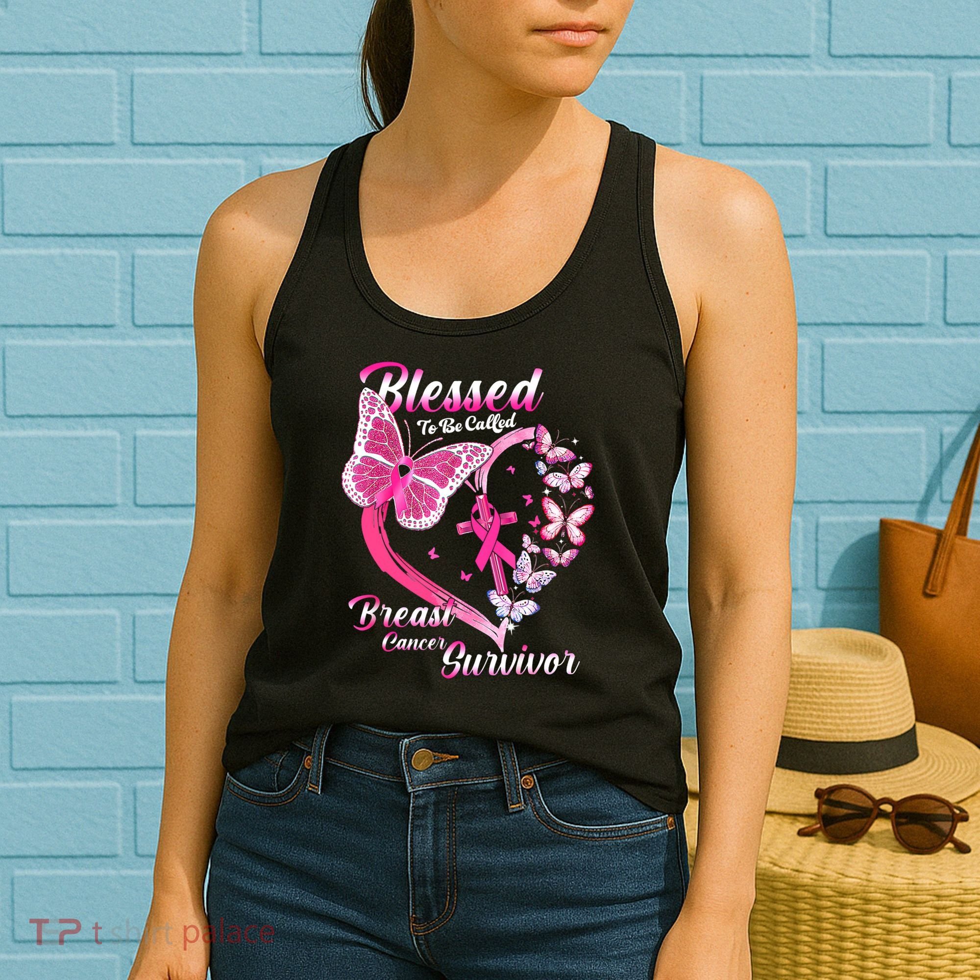 Pink Butterfly Blessed To Be Called Breast Cancer Survivor Women's Tank Top