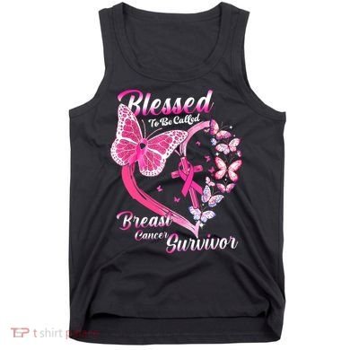Pink Butterfly Blessed To Be Called Breast Cancer Survivor Tank Top