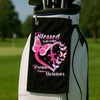 Pink Butterfly Blessed To Be Called Breast Cancer Survivor Golf Towel thumb 2