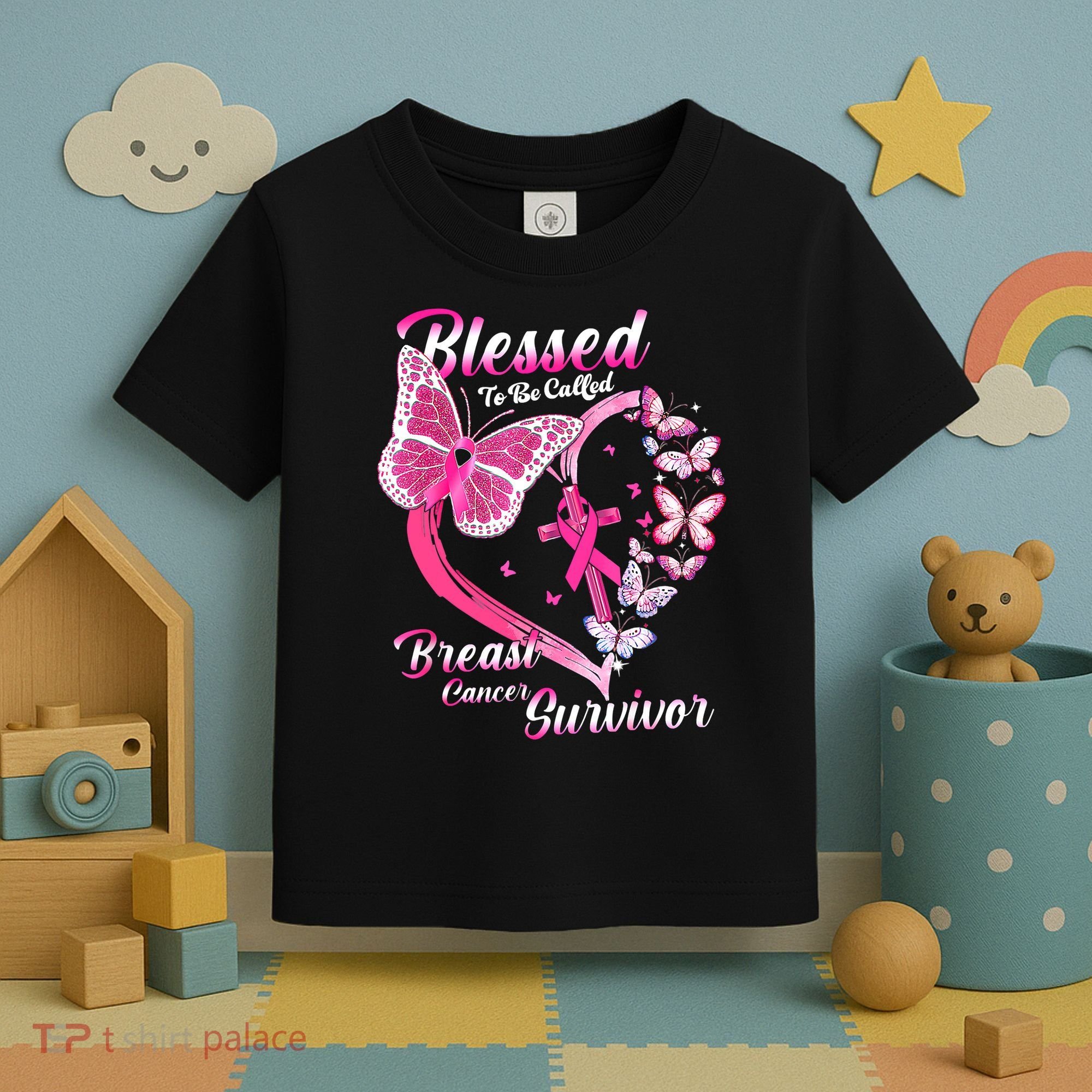 Pink Butterfly Blessed To Be Called Breast Cancer Survivor Toddler T-Shirt