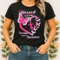 Pink Butterfly Blessed To Be Called Breast Cancer Survivor Women's T-Shirt thumb 2