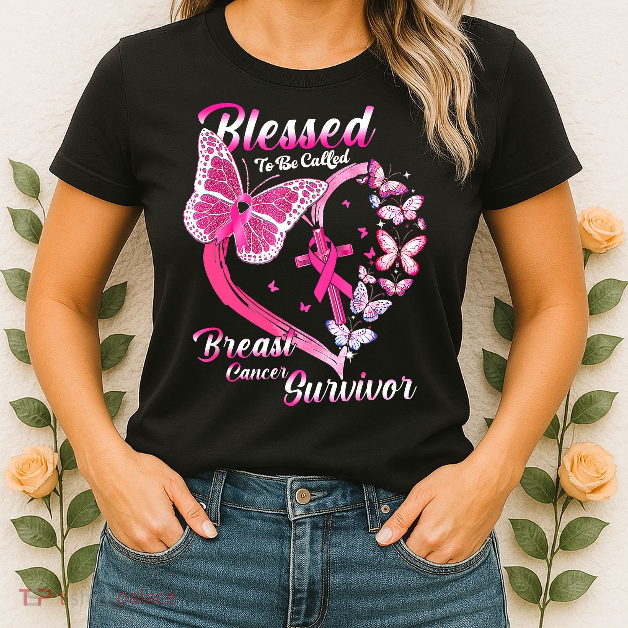 Pink Butterfly Blessed To Be Called Breast Cancer Survivor Women's T-Shirt