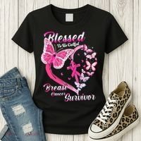 Pink Butterfly Blessed To Be Called Breast Cancer Survivor Women's T-Shirt thumb 3