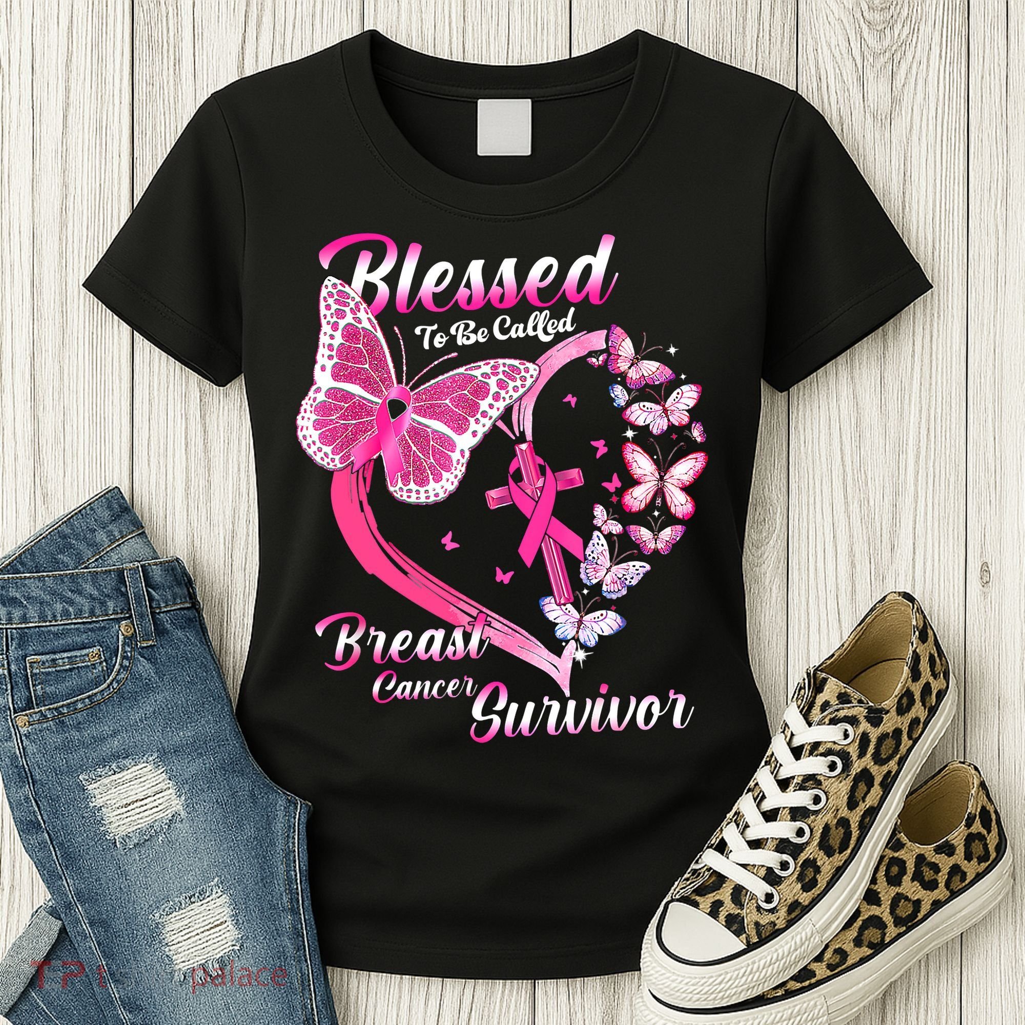 Pink Butterfly Blessed To Be Called Breast Cancer Survivor Women's T-Shirt