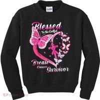 Pink Butterfly Blessed To Be Called Breast Cancer Survivor Kids Sweatshirt thumb 0