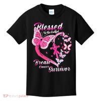 Pink Butterfly Blessed To Be Called Breast Cancer Survivor Kids T-Shirt thumb 0