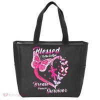 Pink Butterfly Blessed To Be Called Breast Cancer Survivor Tote Bag thumb 0