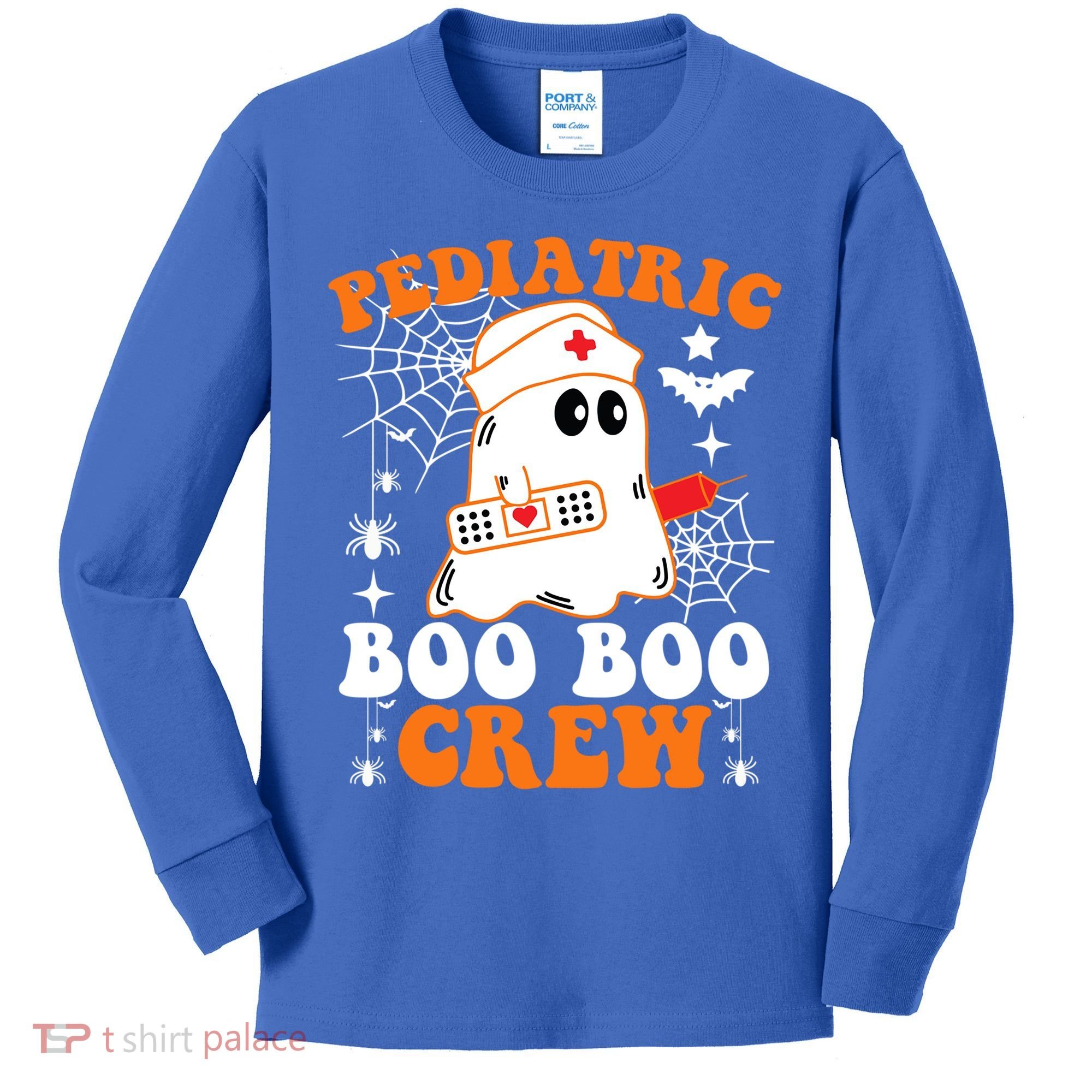 Pediatric Boo Boo Crew Great Gift Funny Nurse Ghost Halloween Gift Kids Long Sleeve Shirt