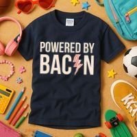 Powered By Bacon Kids T-Shirt thumb 3