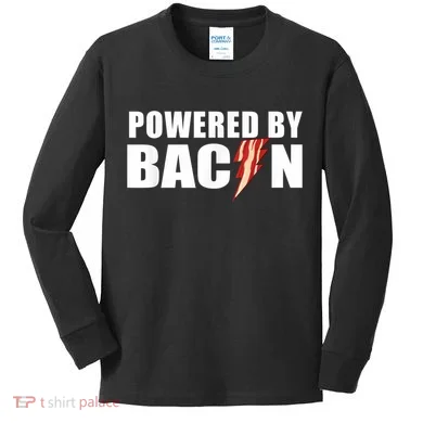 Powered By Bacon Kids Long Sleeve Shirt