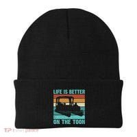 Pontoon Boat Boating Fathers Gift Life Is Better On The Toon Beanie thumb 0