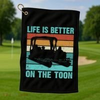 Pontoon Boat Boating Fathers Gift Life Is Better On The Toon Golf Towel thumb 1