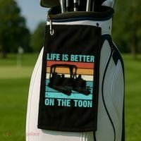 Pontoon Boat Boating Fathers Gift Life Is Better On The Toon Golf Towel thumb 2