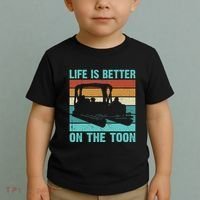 Pontoon Boat Boating Fathers Gift Life Is Better On The Toon Toddler T-Shirt thumb 2