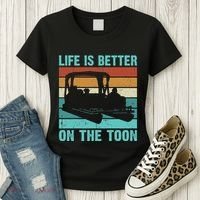 Pontoon Boat Boating Fathers Gift Life Is Better On The Toon Women's T-Shirt thumb 3