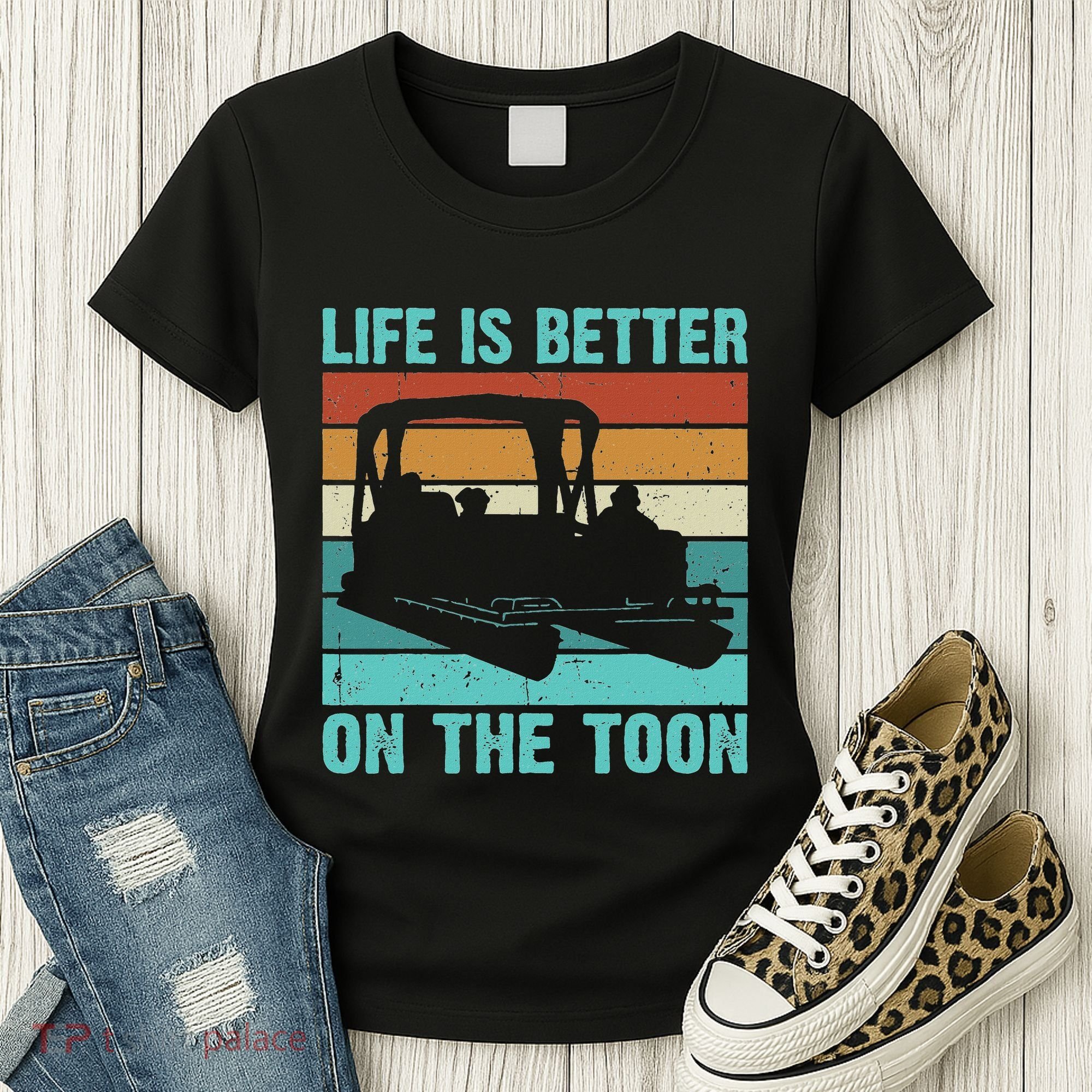 Pontoon Boat Boating Fathers Gift Life Is Better On The Toon Women's T-Shirt