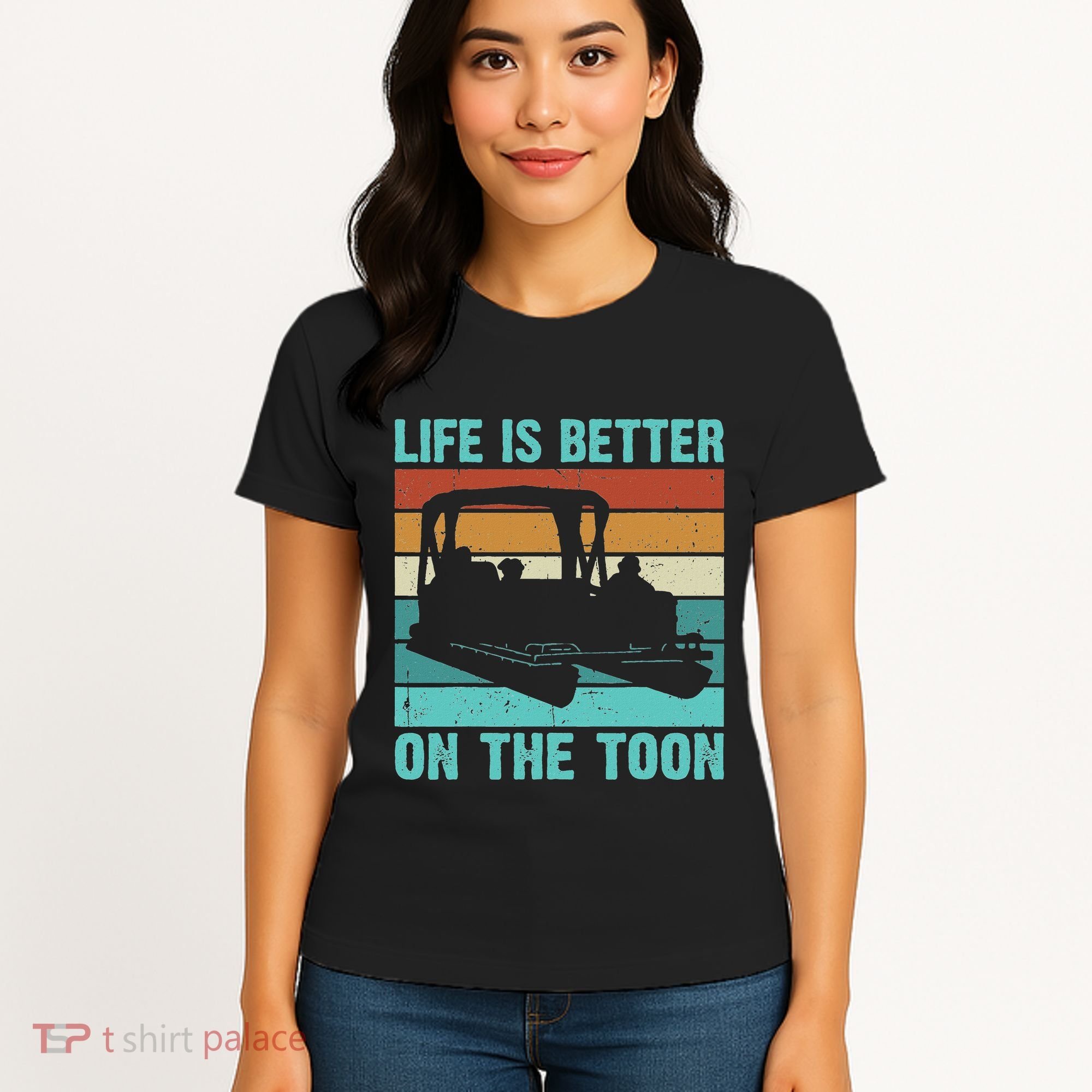 Pontoon Boat Boating Fathers Gift Life Is Better On The Toon Women's T-Shirt