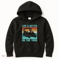 Pontoon Boat Boating Fathers Gift Life Is Better On The Toon Kids Hoodie thumb 0