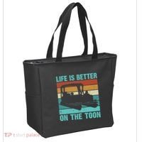 Pontoon Boat Boating Fathers Gift Life Is Better On The Toon Tote Bag thumb 2