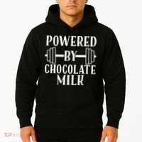Powered By Chocolate Milk Gift Funny Weight Lifting Gift Hoodie thumb 2