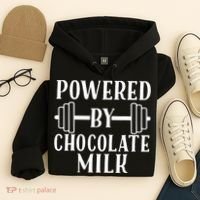 Powered By Chocolate Milk Gift Funny Weight Lifting Gift Hoodie thumb 4