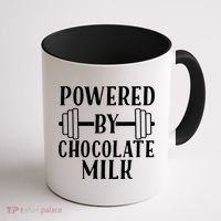 Powered By Chocolate Milk Gift Funny Weight Lifting Gift Coffee Mug thumb 1
