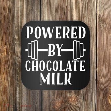 Powered By Chocolate Milk Gift Funny Weight Lifting Gift Coaster