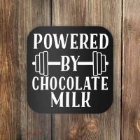 Powered By Chocolate Milk Gift Funny Weight Lifting Gift Coaster thumb 0