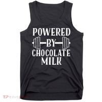 Powered By Chocolate Milk Gift Funny Weight Lifting Gift Tank Top thumb 0