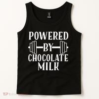 Powered By Chocolate Milk Gift Funny Weight Lifting Gift Tank Top thumb 2