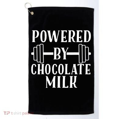 Powered By Chocolate Milk Gift Funny Weight Lifting Gift Golf Towel
