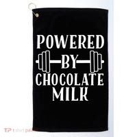 Powered By Chocolate Milk Gift Funny Weight Lifting Gift Golf Towel thumb 0
