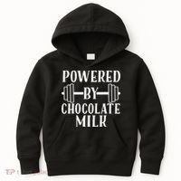 Powered By Chocolate Milk Gift Funny Weight Lifting Gift Kids Hoodie thumb 0