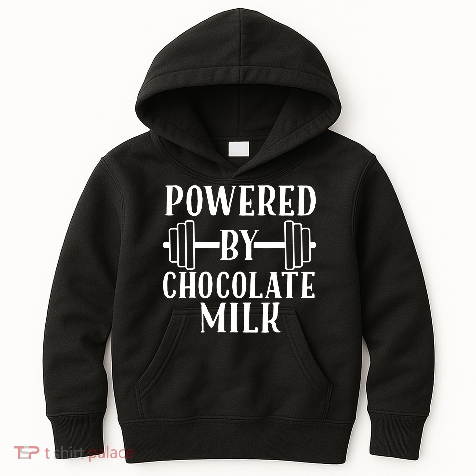 Powered By Chocolate Milk Gift Funny Weight Lifting Gift Kids Hoodie