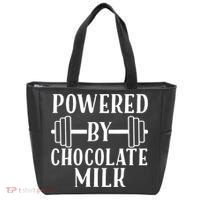 Powered By Chocolate Milk Gift Funny Weight Lifting Gift Tote Bag thumb 0