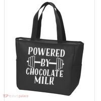 Powered By Chocolate Milk Gift Funny Weight Lifting Gift Tote Bag thumb 3