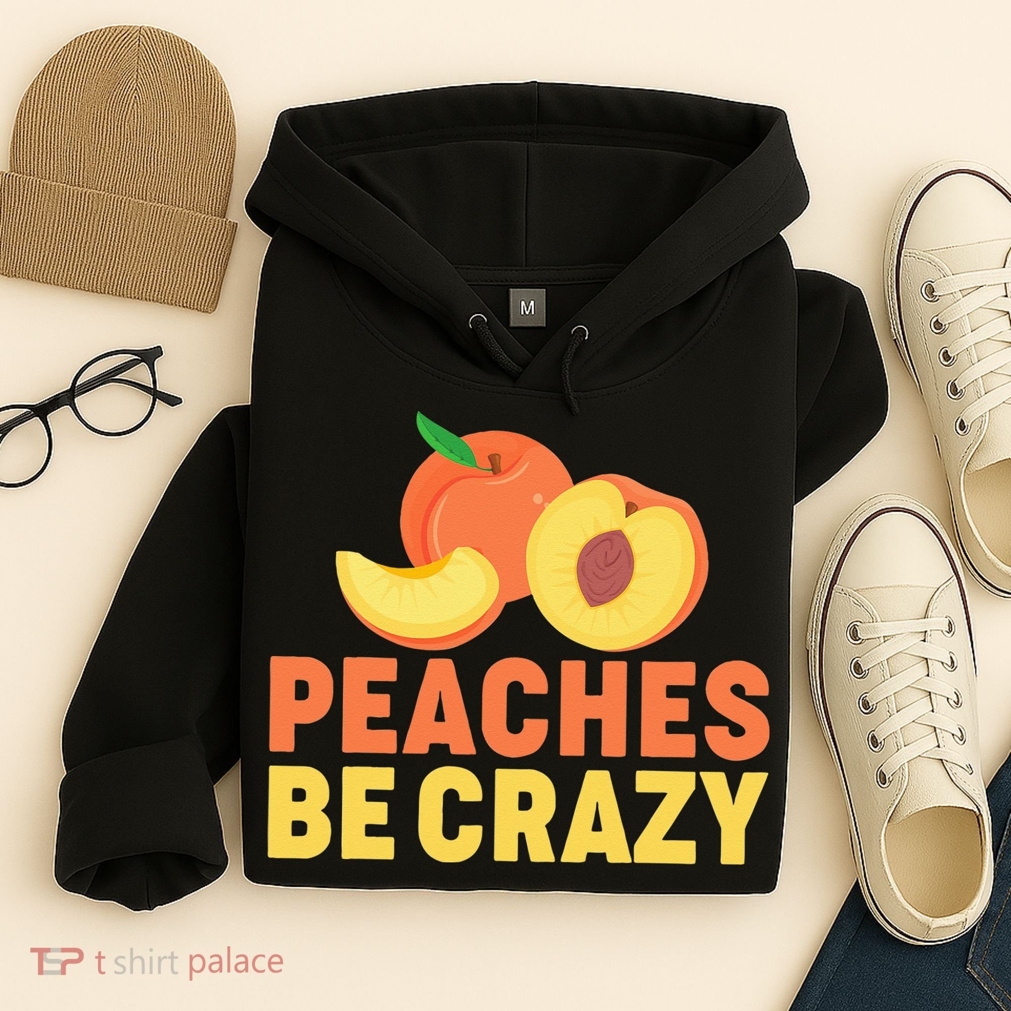Peaches Be Crazy Funny Peach Pun Fruit Georgia Iced Tea Hoodie